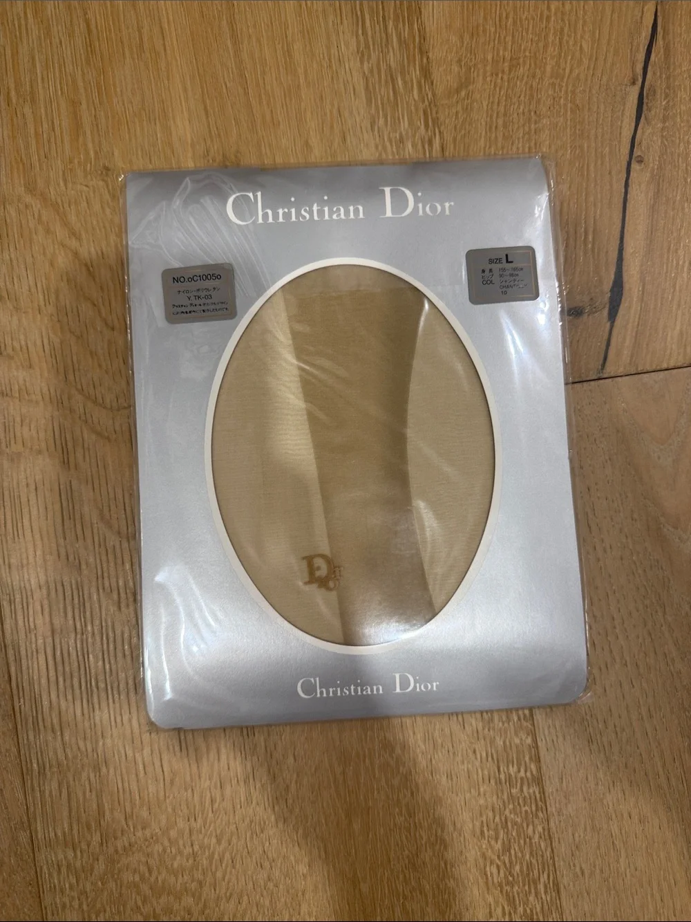 Dior Beige Sheer Hosiery with Gold 'CD' Logo